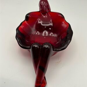Elegant Red Glass Bathing Beauty Soap/Trinket Dish